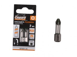 Насадка крестообразная PZ2 25 мм 2 шт торсионная GEPARD