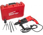 Перфоратор WORTEX RH 2829 F в чем. + (2 зубила, 3 сверла) (900 Вт, 3.2 Дж, 3 реж., патрон SDS-plus, БЗП в комплекте,)