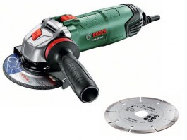 Одноручная углошлифмашина BOSCH PWS 850-125 в чем. + алмазный диск (850 Вт, диск 125х22 мм, вибро, без регул. об.) (06033A2704)