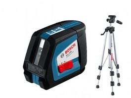 Нивелир лазерный BOSCH GLL 2-50 со штативом в кор. (проекция: крест, до 50 м, +/- 15 мм, резьба 1/4«) (0601063105)