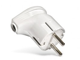 Вилка угловая (с/з, 16А, 250В) белая, UNIVersal (с заземлением) (А105)