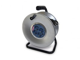 Удлинитель на катушке 30м (4 роз., 3.7кВт, метал. катушка, з/к, ПВС) Союз (3,7кВт; провод 3х1мм2; з/к - с заземляющим контактом) (482S-4373)