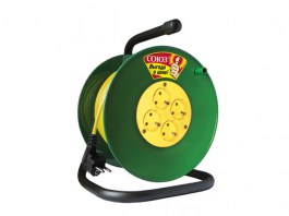 Удлинитель на катушке 40м (4 роз., 2.2кВт, з/к, ПВС) Союз (2,2кВт; провод 3х0,75мм2; з/к - с заземляющим контактом) (481S-3404)