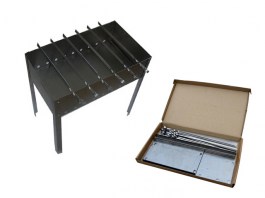 Мангал «Бастион» с шампурами (500x300x500мм, толщ. 0.8мм) в коробке (080500-2) (ИнструмАгро)