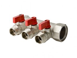 Коллектор с отсекающими кранами, 1«х3 вых. 1/2» нар. VALTEC (VTc.580.N.0603)