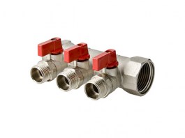 Коллектор с отсекающими кранами, 3/4«х2 вых. 1/2» нар. VALTEC (VTc.580.N.0502)