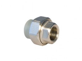 Муфта полипропил. комбинированная разъемная (американка) PPR ВР Серая 32-1 PRO AQUA (PA20018G)