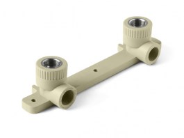 Угольник полипропил. двойной с креплением комбинированный PPR ВР Серый 25-1/2 PRO AQUA (PA280012PG)