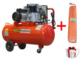 Компрессор HDC HD-A101 АКЦИЯ! + Шланг полиурет. спиральный ф 8/12 мм AHU-208 (396 л/мин, 10 атм, поршневой, масляный, ресив. 100 л, 220 В, 2.20 кВт) ( (HD-A101A1)