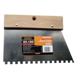 Шпатель нерж. «Трапеция» 180мм зубчатый 6мм STARTUL MASTER